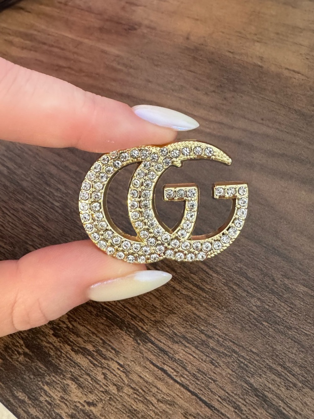 New Gold Crystal Double-Circle Fashion Brooch - Women Jewelry